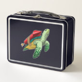 Schildkröte mit Rakete Metall Brotdose (Vorderseite)