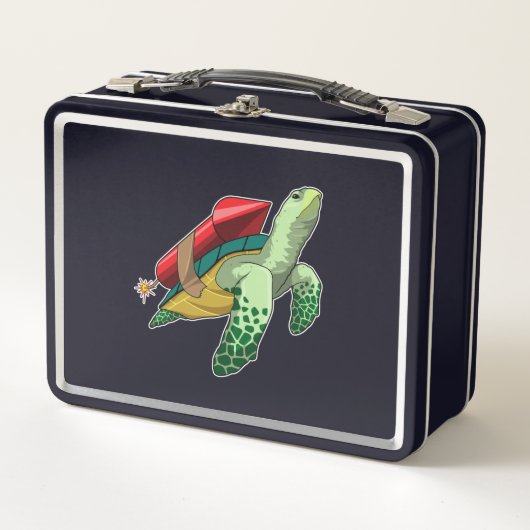Schildkröte mit Rakete Metall Brotdose (Vorderseite)
