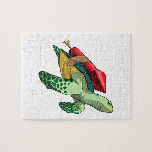 Schildkröte mit Rakete Puzzle (Horizontal)