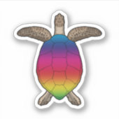 Schildkröte mit Regenbogenfarben Aufkleber (Vorderseite)
