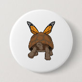 Schildkröte mit Regenbogenfarben Button (Vorderseite)