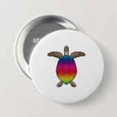 Schildkröte mit Regenbogenfarben Button (Vorne & Hinten)
