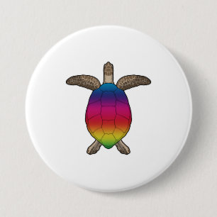 Schildkröte mit Regenbogenfarben Button