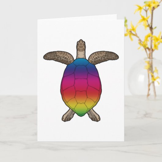 Schildkröte mit Regenbogenfarben Karte (Gelbe Blume)