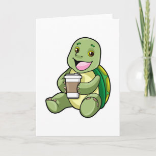Schildkröte mit Schale & Kaffee zum Mitnehmen Karte