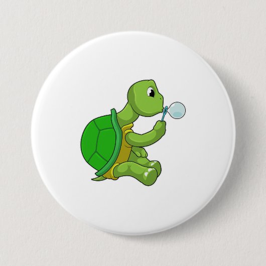 Schildkröte mit Seifenblasen Button (Vorderseite)