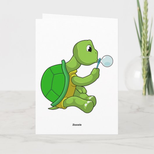 Schildkröte mit Seifenblasen Karte (Rückseite)