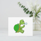 Schildkröte mit Seifenblasen Postkarte (Stehend Vorderseite)