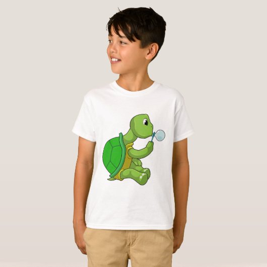 Schildkröte mit Seifenblasen T-Shirt (Vorne ganz)