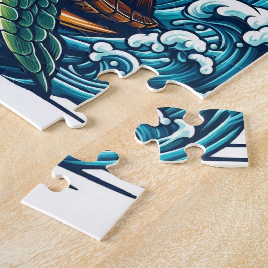 Schildkröte mit Sonnenbrille Surfpuzzle Puzzle (Seite)