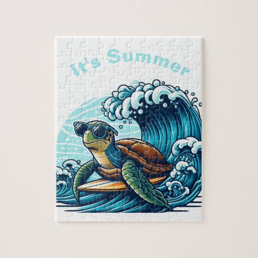 Schildkröte mit Sonnenbrille Surfpuzzle Puzzle (Vertikal)