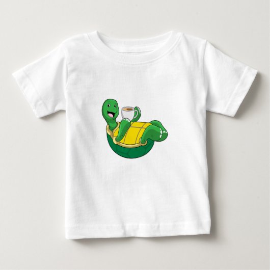 Schildkröte mit Tasse Kaffee Baby T-shirt (Vorderseite)
