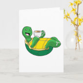 Schildkröte mit Tasse Kaffee Karte (Gelbe Blume)