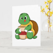 Schildkröte mit Tasse Kaffee Karte (Gelbe Blume)