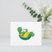 Schildkröte mit Tasse Kaffee Postkarte (Stehend Vorderseite)