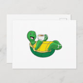 Schildkröte mit Tasse Kaffee Postkarte (Vorne/Hinten)