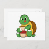 Schildkröte mit Tasse Kaffee Postkarte (Vorne/Hinten)