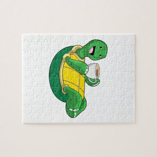 Schildkröte mit Tasse Kaffee Puzzle (Horizontal)