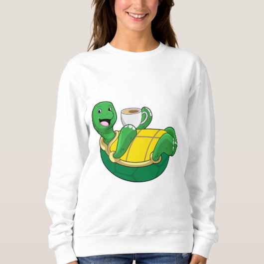 Schildkröte mit Tasse Kaffee Sweatshirt (Vorderseite)