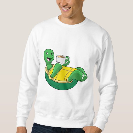 Schildkröte mit Tasse Kaffee Sweatshirt (Vorderseite)