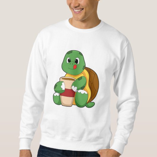 Schildkröte mit Tasse Kaffee Sweatshirt (Vorderseite)