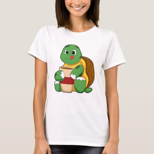 Schildkröte mit Tasse Kaffee T-Shirt (Vorderseite)