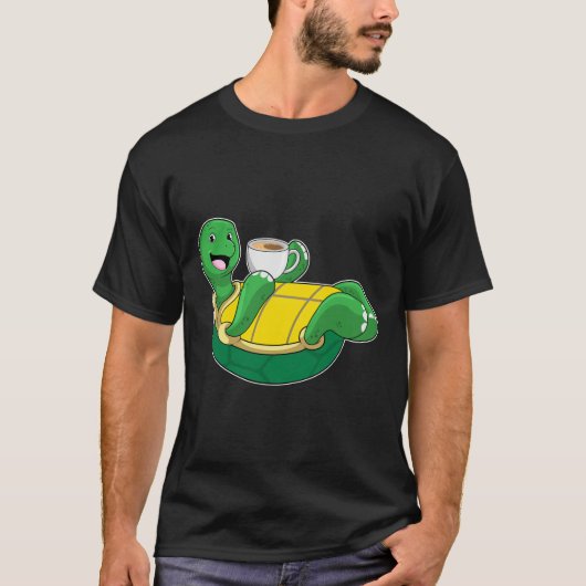 Schildkröte mit Tasse Kaffee T-Shirt (Vorderseite)