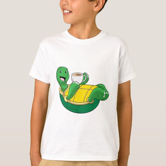 Schildkröte mit Tasse Kaffee T-Shirt (Vorderseite)