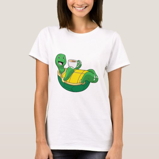 Schildkröte mit Tasse Kaffee T-Shirt (Vorderseite)