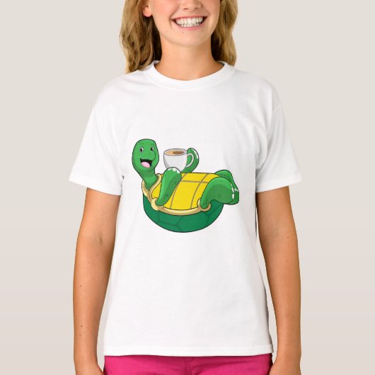 Schildkröte mit Tasse Kaffee T-Shirt (Vorderseite)