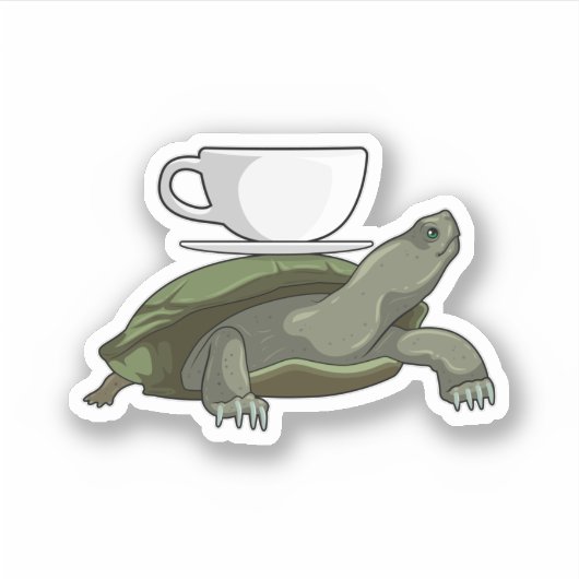 Schildkröte mit Teacup Aufkleber (Vorderseite)