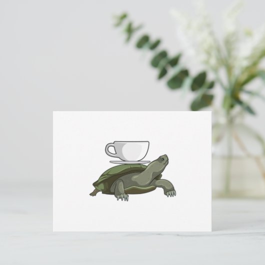 Schildkröte mit Teacup Postkarte (Stehend Vorderseite)