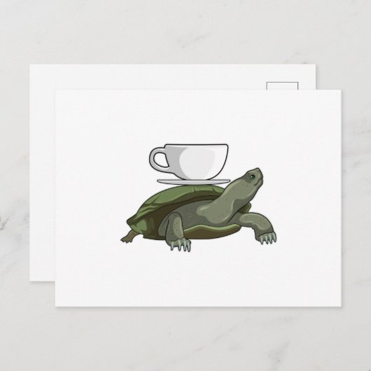 Schildkröte mit Teacup Postkarte (Vorne/Hinten)