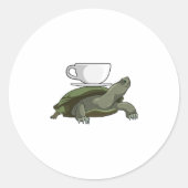 Schildkröte mit Teacup Runder Aufkleber (Vorderseite)