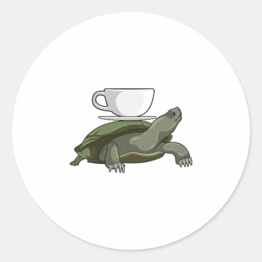 Schildkröte mit Teacup Runder Aufkleber (Vorderseite)