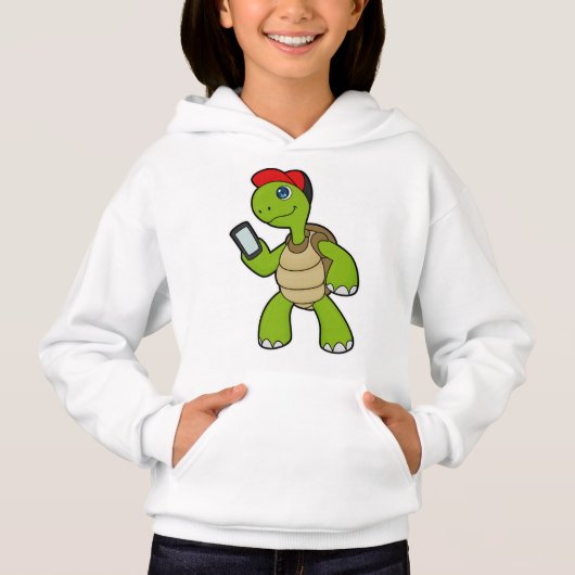 Schildkröte mit Telefon und Hut Hoodie (Vorderseite)