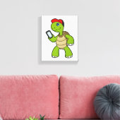 Schildkröte mit Telefon und Hut Leinwanddruck (Insitu (Wohnzimmer))