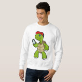 Schildkröte mit Telefon und Hut Sweatshirt (Vorne ganz)