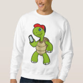 Schildkröte mit Telefon und Hut Sweatshirt (Vorderseite)