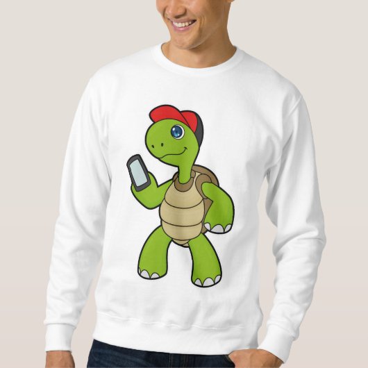 Schildkröte mit Telefon und Hut Sweatshirt (Vorderseite)
