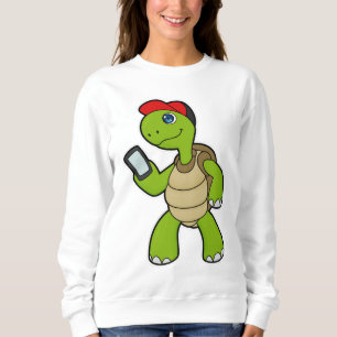 Schildkröte mit Telefon und Hut Sweatshirt