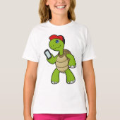 Schildkröte mit Telefon und Hut T-Shirt (Vorderseite)