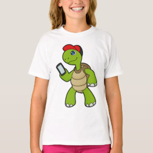Schildkröte mit Telefon und Hut T-Shirt