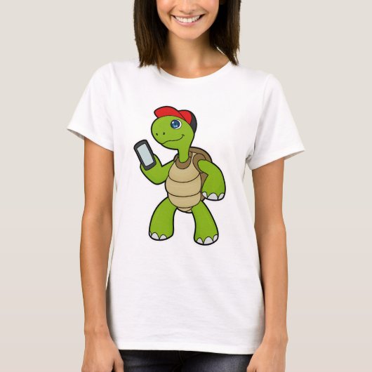 Schildkröte mit Telefon und Hut T-Shirt (Vorderseite)