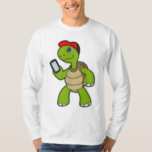 Schildkröte mit Telefon und Hut T-Shirt