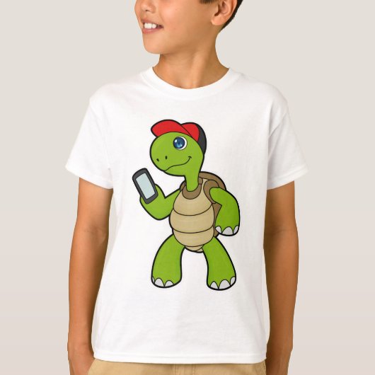 Schildkröte mit Telefon und Hut T-Shirt (Vorderseite)