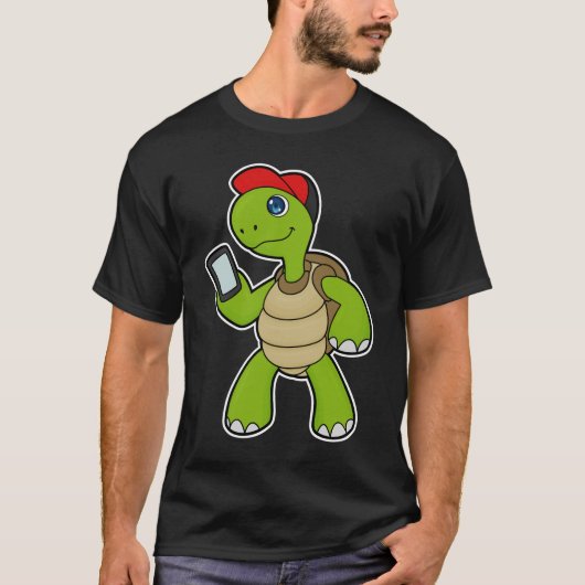 Schildkröte mit Telefon und Hut T-Shirt (Vorderseite)