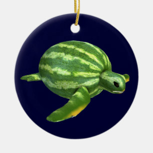 Schildkröte mit Wassermelone Keramik Ornament