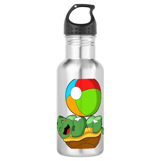 Schildkröte mit Wasserpolo Edelstahlflasche (Vorderseite)