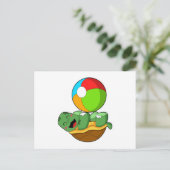 Schildkröte mit Wasserpolo Postkarte (Stehend Vorderseite)